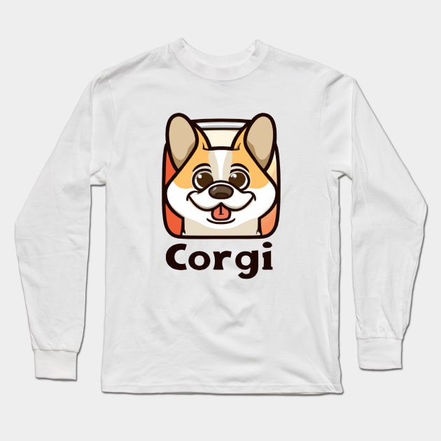 Corgi Logo Long Sleeve T-Shirt by Tropical Corgi's